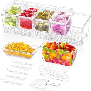 Lifewit Taco Bar Serving Set for Party with 5 Containers(2.5 Cup) & Components, Large Ice Chilled Condiment Caddy Organizer, Garnish Serving Tray Platter for Mimosa Bar Accessories, Fruit, Salad, Food Lifewit Taco Bar Serving Set for Party with 5 Containers(2.5 Cup) & Components, Large Ice Chilled Condiment Caddy Organizer, Garnish Serving Tray Platter for Mimosa Bar Accessories, Fruit, Salad, Food
