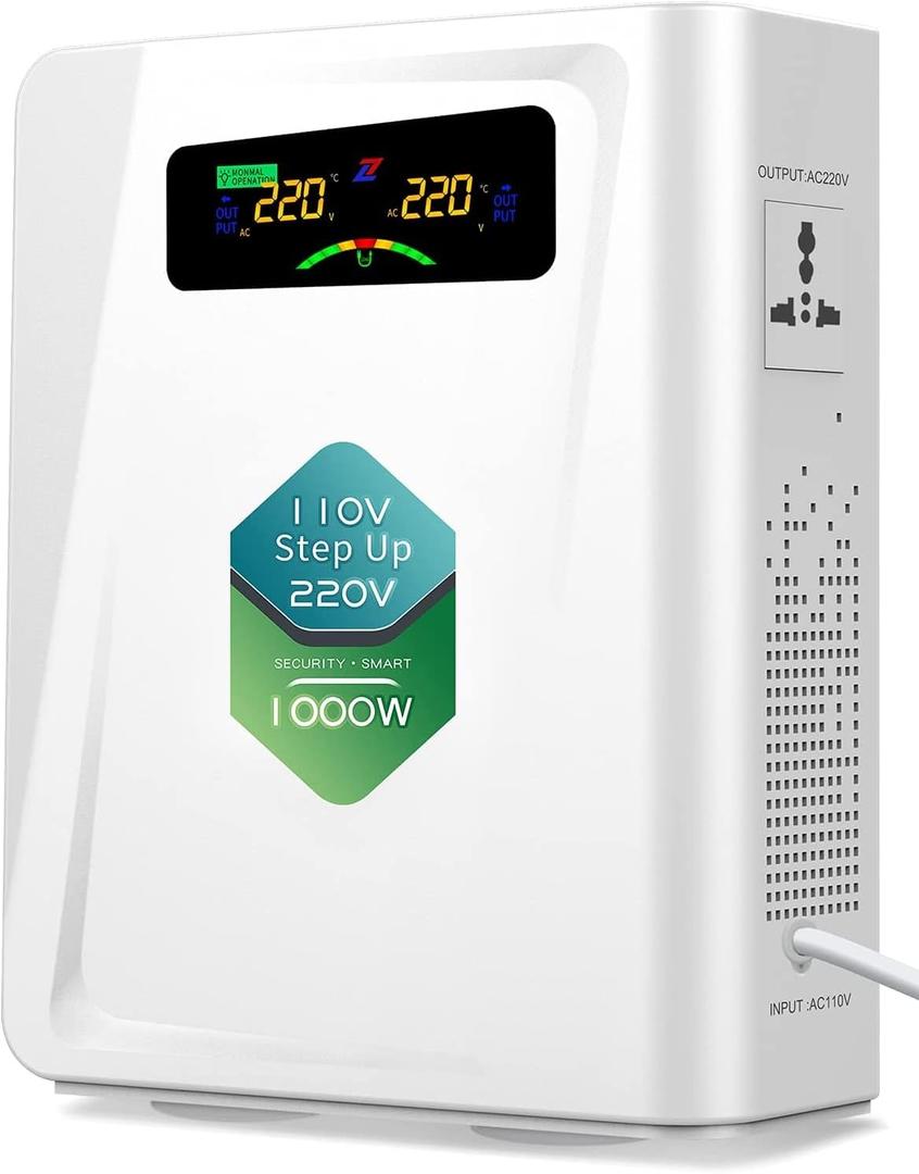 120v to 240v Step Up Transformer 1000W, 110v to 220v Power Voltage Converters, No Noise, Ten Protection Functions, Suit for Coffee Machines, Rice Cookers and Other Appliances