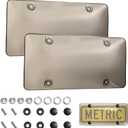 2 Pack License Plate Covers Plastic License Plate Protector Unbreakable Car Frame Cover Shield with Screws Caps (Gray)