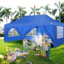 COBIZI 10x20 Pop up Canopy Party Tent,Carry Bag, Portable Instant Gazebo 3 Adjustable Height, Waterproof UV50+, 420D Oxford Cloth,12 Stakes, 6 Ropes, PU1500mm Silver-Coated, for Commercial, Events, Light Blue, 10x20FT