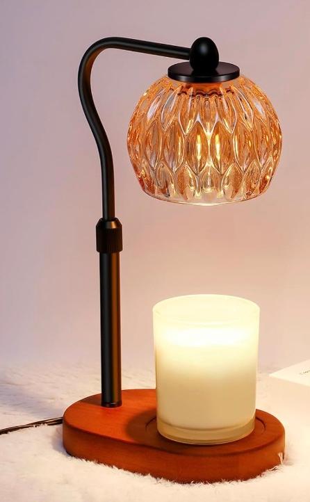 1 Pack Amber Christmas Candle Warmer Lamp with Timer and Dimmer and Height Adjustable,House Warming Gifts New Home Bedroom Decor,Gift for Mother's Day, Dimmable Wax Melt Warmer with 4 Bulbs