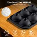 4 x 6-Cavity Round Ice Cube Tray - Durable Silicone Mold for Perfectly Round Ice Cubes, Ideal for Cocktails, Whiskey, and Beverages (Black)