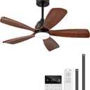 42 Inch Ceiling Fans with Lights and Remote, 5 Blades Wood Ceiling Fan with Light, Dimmable, Wall Switch, Reversible DC Motor, Modern Indoor Outdoor Ceiling Fans for Patios Bedroom