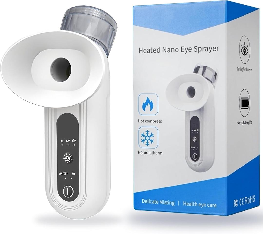 Eye Steamer for Dry Eye, Eye Mister, Portable Eye Steam Sprayer, Heated Mist steam Therapy for Dry Eyes Relief, Moisturizing Eye Treatment, Mini Soothing Steamer for Eye Care (Pearl)
