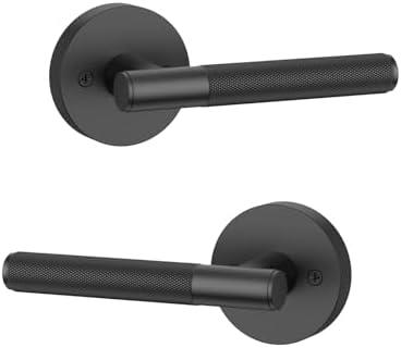 Asidrama 2 Pack Black Dummy Door Handles, Non-Turning Decorative Door Lever with Door Knobs for Closet, French Double Doors, Pantry & Interior Push/Pull Use 07