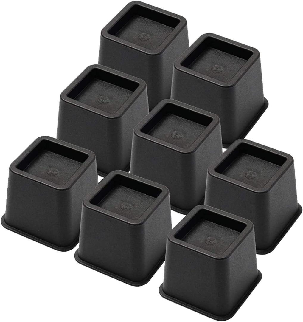 Ihomepark Bed Risers 3 Inch, Heavy Duty Square Furniture Frame Lift for Couch, Chair, Desk, Sofa and Bunk Bedpost, Set of 8