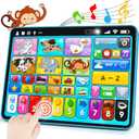 Peacurh Trilingual Learning Toy Tablet with Music & Sound, Montessori Speech Musical Therapy Toys, Gifts for Boy, Girl, Baby, Toddler, for Age 1, 2, 3 Year Old (12-18 Months)