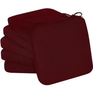 Cozyide Chair Cushions for Dining Chairs, Square Chair Pads with Ties and Non-Slip Bottom, Kitchen Chair Cushions 6 Pack, 16" x 16" x 2", Burgundy
