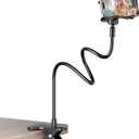 Cell Phone Stand Holder for Bed Laying Down, Lazy Bracket, Gooseneck Phone Mount with Clamp Clip for Desk, Desk Tripod for iPhone, Compatible with iPhone 16/15/14/Pro Max Samsung Galaxy, Google Pixel