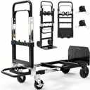 3-in-1 Folding Hand Trucks, 500lbs Convertible Dolly, Dolly Cart with Wheels Heavy Duty, Moving Cart with Retractable Handle, Collapsible Trolley for Moving Office/Home/Warehouse/Boxes/Cartons (Black)