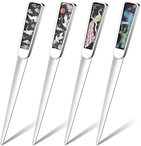 Chuangdi 4 Pieces Letter Opener Knife Fancy Stainless Steel Envelope Openers Slitter Lightweight Mail Opener Tool for Women Men Office Home School Supplies(Retro Style) 2 is missing