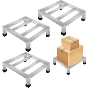 GRETJOB 3-Pack Stainless Steel Dunnage Rack, 11.8" L x 11.8" W x 3.9" H, 1000LB Capacity, No-Assembly Kitchen Floor Racks for Commercial Food Service, Restaurant, Bakery, Shop & Garage Storage