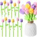 Daifunli 12 Pcs Tulips Flowers Stuffed Tulips Flower Bendable Stems Bouquet Soft Rose Flower 12.6 Inch Plant Soft Bouquet for Wedding Marriage Women