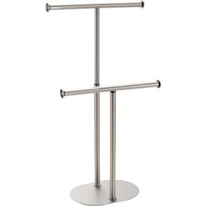 BVL Standing Towel Rack Brushed Nickel 2 Tiers Stainless Steel Adjustable Towel Drying Rack for Bathoom