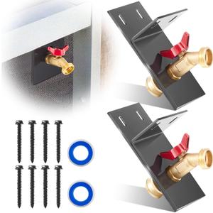 Zonon 2 Set Irrigation Hose Bib Extender 1/2" Npt x 3/4" Ght Brass Bib Indoor to Outdoor Spigot Connector Water System Access with Pre-drilled Hole Ideal for Water Plants Patios Gardens Cleaning