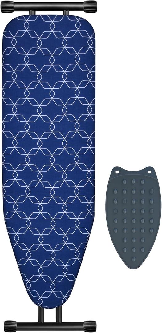 Classic Ironing Board, Compact and Space Saver, Size 43 x 13 Ironing Board, Extra Wide Ironing Area with Extra Thick Heavy Duty Padded, Stable Structure, Easy to Fold Blue Geometry