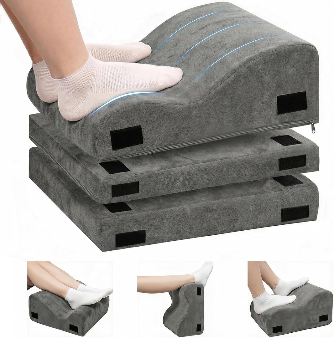 LOCKCURX Under Desk Foot Rest, 3-Level Adjustable Foot Stool (Gray)