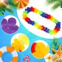 Set of 36 Hawaiian Leis Flower Lei Hawaiian Necklace Tropical Hawaii Luau Party Favors Decoration for Beach Birthday Graduation Kids Photo Prop, 41 Inches (Rainbow)