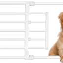 Maerd Short Dog Gates for Doorways,Dog Gate to Step Over,Retractable Puppy Gate for Stairs Indoor with Door,15.7Inch Doggy Gate,Black and White Pet GATE (White, 29''-38'' W, 15.7' H)