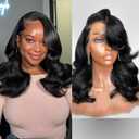 UVVUVV 16 Inch Bob Wig Human Hair 13x4 Frontal Lace Wig Body Wave HD Lace Front Wigs Human Hair Pre Plucked Glueless Bob Wigs for Women