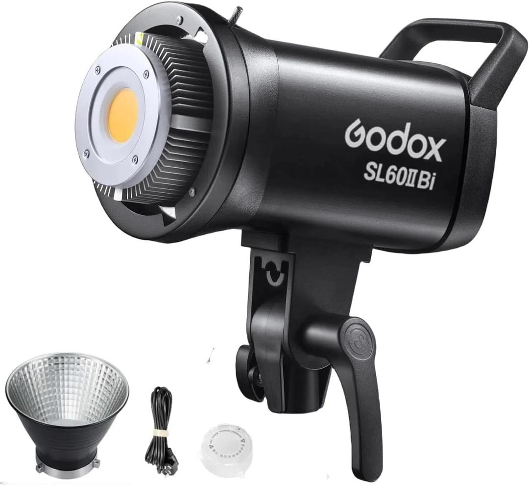 Godox SL60IIBi Bi-Color LED Video Light, 75W 2800K-6500K 25100Lux@1M CRI 96+ TLCI97+ Bowens Mount Photography Continuous Light, 11 FX Effects Studio LED Light with APP Control&RC-A6 Remote