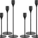 Black Taper Candle Holders Set of 6, Metal Candlestick Holders for Table or Mantel Decor Centerpiece, Candle Stick Holder Decor for Wedding, Dinning, Party or Anniversary