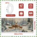 Winter Garage Door Banner 6x13FT, Winter Deer in Snowy Forest with Cabin, Large Christmas Garage Door Cover, Outdoor Garage Decoration Holiday Mural for Parties Home Driveway Xmas Decor
