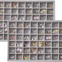 Large Velvet Jewelry Tray 2 Pack Stackable Jewelry Display Drawer Inserts Trays Organizer for Earring Bracelet Necklace Ring (Gray, 48 Grids)