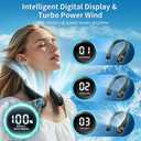 Portable Neck Fan with 6000mAh USB - Rechargeable Battery, Ultra-Light Bladeless Neck Fan LED Display, 360 Cooling Wearable Fan, 3 Speeds (Green)