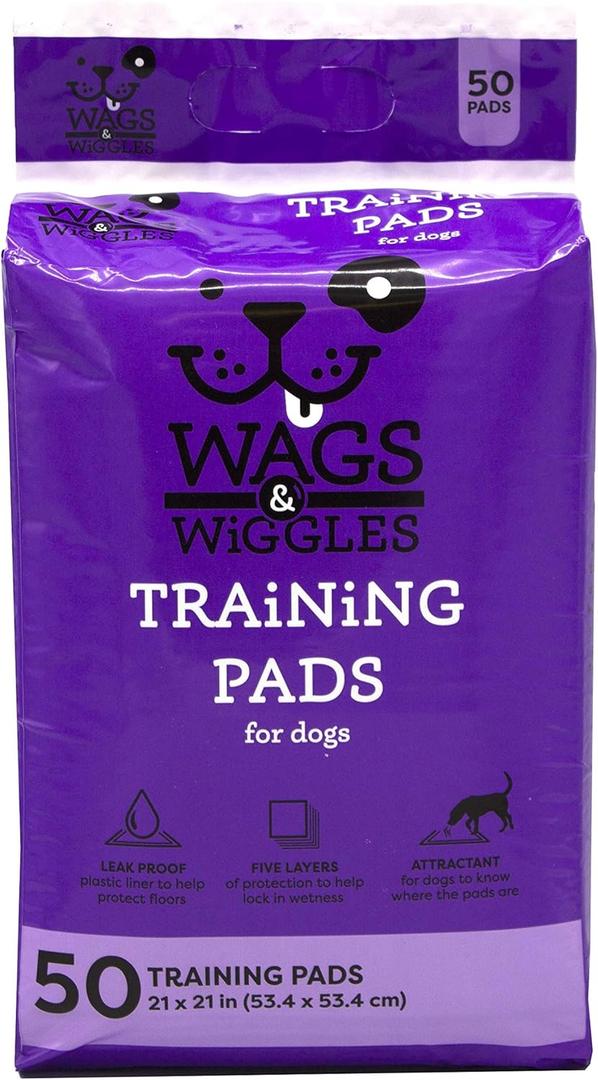 Wags & Wiggles Training Pads for Dogs - Super Absorbent Puppy Pee Pads - Way to Keep Your Home Clean and Train Your Dog and Puppy, 21"x 21" - 50 Count