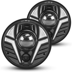 7 Inch Laser LED Headlight Anti-Glare Round Project for Wrangler JK JKU TJ LJ etc, High/Low Beam DRL Amber Turn Signal Light H6024 DOT Approved Waterproof New Upgrade (2-PCS)