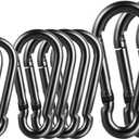 DELSWIN 12 Pcs Black Carabiner Clip, Includes Mini 1.57 Inch Carbineers, Small 1.97" Snap Hooks, Medium 2.36 Inch Carabiner Heavy Duty, Rustproof Caribiner Keychain Hook for Backpack Hiking Camping