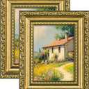 eletecpro 3x4 Picture Frames Set of 2, Ornate Frame with Glass Cover, Rustic Gold Photo Frames Display 3 x 4 Photo for Tabletop, Gold