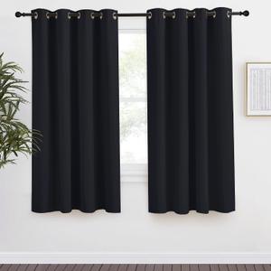 NICETOWN Black Blackout Curtain 68 inch Length, W55 x L68 Inch, 8 Grommets Top, 1 Piece, Thermal Insulated Modern Window Treatment Soundproof Drape Panel for Bedroom/Living Room