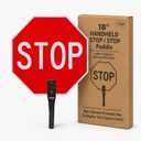 OLANZU Crossing Guard Hand Held Stop Sign with Handle, 18x18", Reflective, Stop-Stop | 1 Pack
