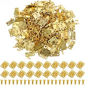 100 Pcs Tiny Dollhouse Hinges, 180 Degree Miniature Hinge with 400 Screws, 0.63"x051" Mini Metal Hinges Hardware, Small Metal Hinge Hardware for Wooden Box Cabinet