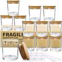 CONNOO 11Pack 10 OZ Clear Glass Candle Jars with Bamboo Lids for Making Candles, Large Size Empty Candle Tins with Wooden Lids, Bulk Clean Candle Containers - Dishwasher Safe