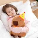 Cute Capybara Plush - Kawaii Happy Birthday Capybara Stuffed Animal, Soft Capybara Plushies Toys Hugging Pillow, Birthday Gift for Kids Boys Girls Adult 12 inch (Yellow)
