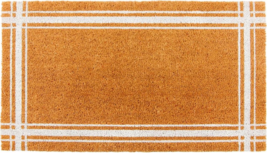 KAF Home Coir Doormat with Heavy-Duty, Weather Resistant, Non-Slip PVC Backing | 17 by 30 Inches, 0.6 Inch Pile Height | Perfect for Indoor and Outdoor Use (White)