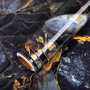 LaCheery 160 x 24 inch Sapphire Look Marble Contact Paper Decorative Self Adhesive Wall Paper Waterproof Wallpaper Stick and Peel Marble Countertop Contact Paper for Kitchen Island Cabinets Backsplash