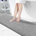 Yimobra Bathroom Runner Rug 70x24 Inch - Extra Long Non Slip Chenille Bath Mat, Soft & Absorbent, Machine Washable Shaggy Hallway Carpet for Vanity Tub Shower, Gray Home Decor Accessories (Grey)