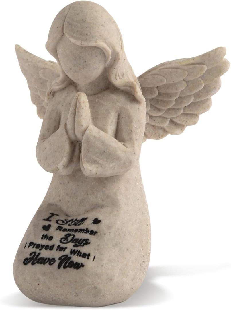 Praying Angel Figurine, Christian Gifts for Women, Baptism & First Communion Gifts for Girls, Prayer of Peace, 5" Angel Gift to Encourage Hope, Healing, and Tranquility (Granite)