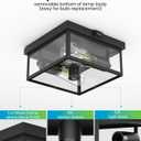 Outdoor Ceiling Light with Motion Sensor, Flush Mount Porch Light, Exterior Light Fixture with Clear Glass, Dusk to Dawn 2-Light Fixture for Patio,Porch (8.5 in)