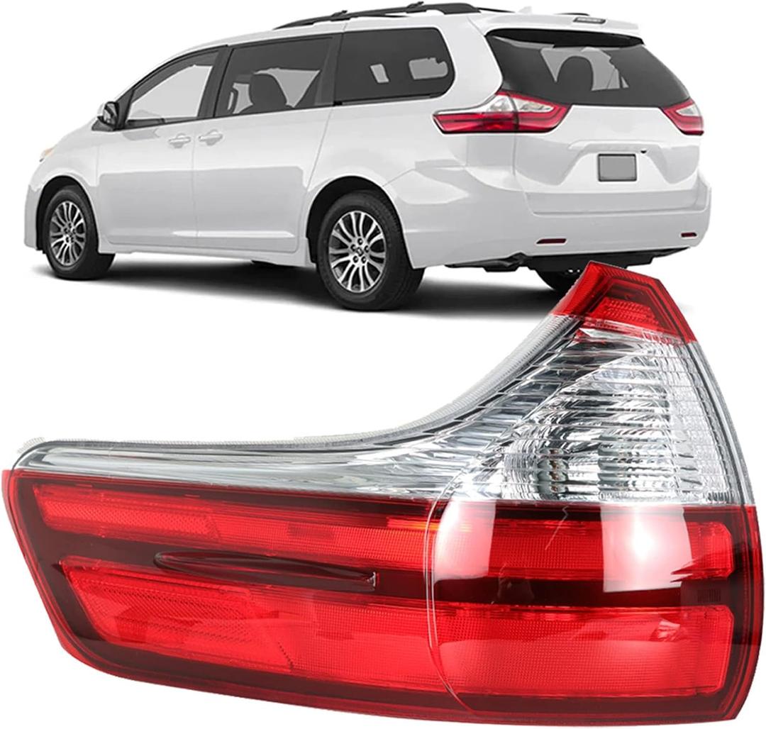 WFLNHB Left Side Outer Tail Light Assembly Replacement for Toyota Sienna Base/L/LE/XLE/Limited Model 2015-2018 Driver Side Rear Tail Light Lamp 8156008050 TO2804123