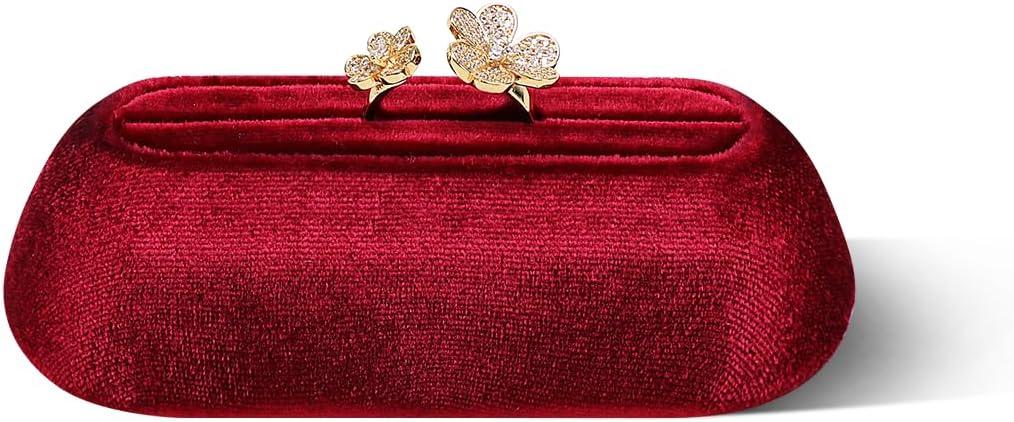 Velvet Jewelry Display Stand, 3-Size Ring Holder & Bangle Organizer (Red, M)