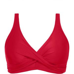 Aqua Eve Women Full Coverage Bikini Top No Bottom Push up Swimsuits Top Sport Bra Bathing Suits Tops (Large, Red)
