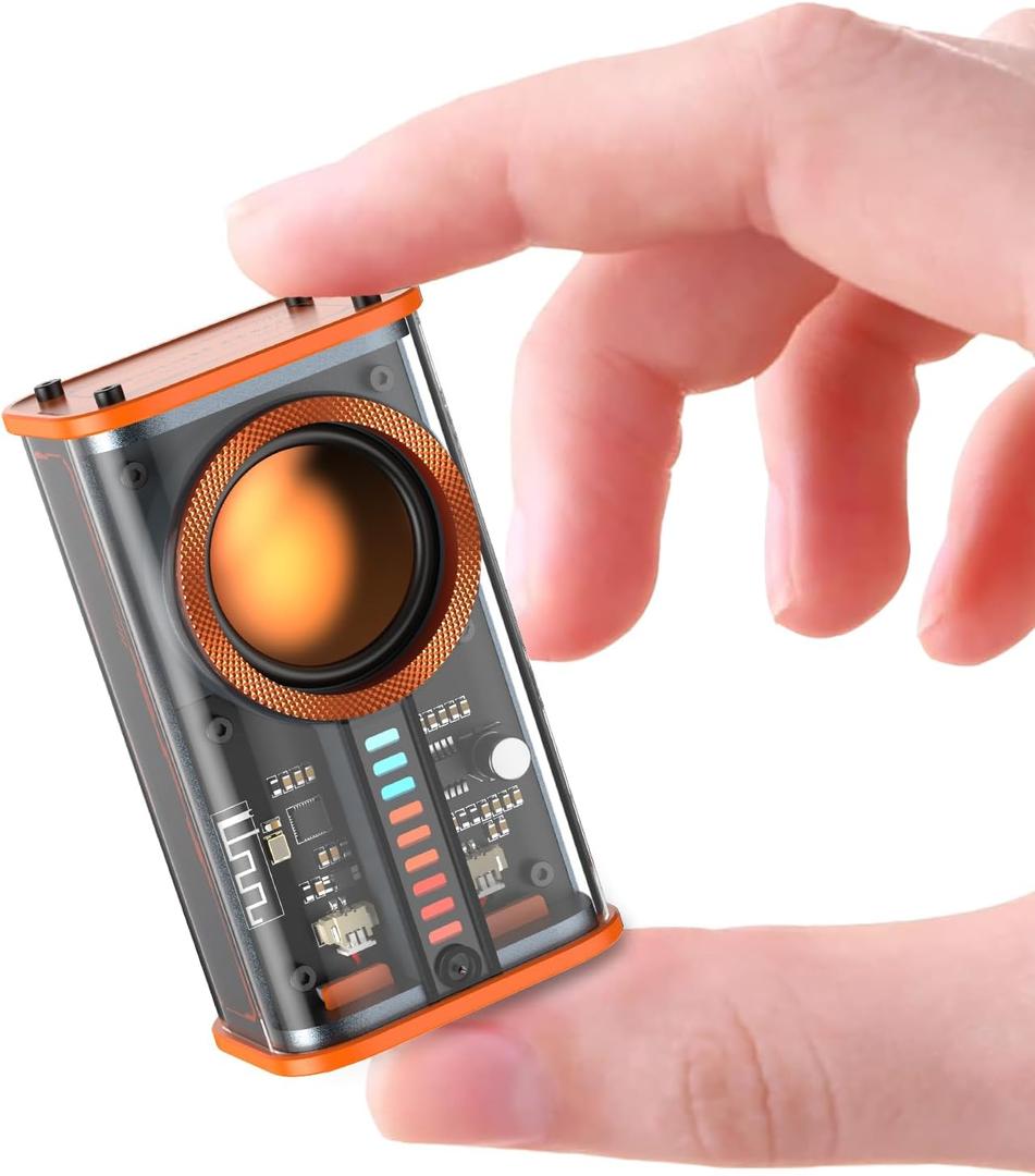 BSZHI Transparent Wireless Bluetooth Speaker Portable Mini Speaker with LED Colorful Lights Stereo Sound TWS Small Speakers for Office, Party Camping, Shower, Home, Travel (Orange)