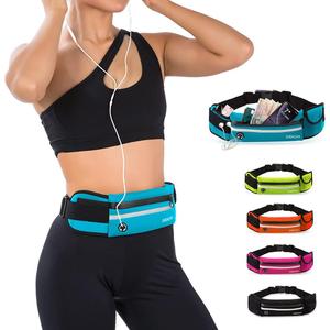 Jueachy Running Belts for Women Waterproof Fanny Pack Running Waist Pouch Phone holder Adjustable Sports Money Belt with Headphone Port (Blue)
