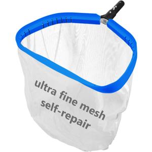 TidyMister 17.5'' Ultra Fine Mesh Pool Skimmer Net Rake for Sand Silt Pollen Debris - Super Extra Fine Nylon Cleaning Pool Net for Above Ground & In-ground Swimming Pools