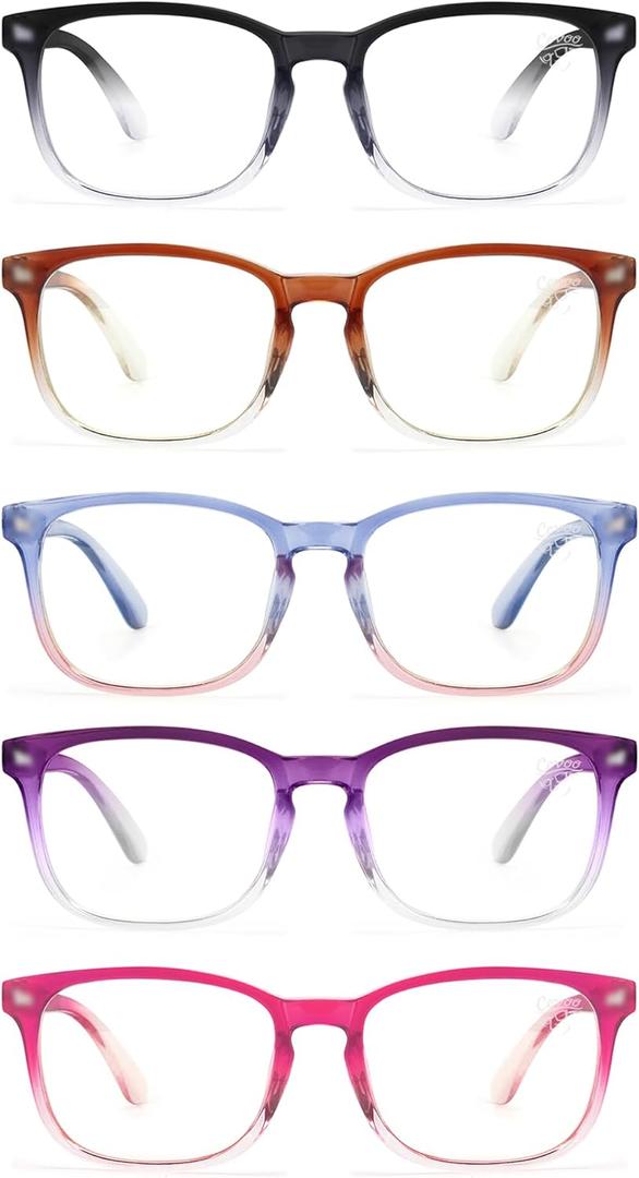 CCVOO 5 Pack Reading Glasses Blue Light Blocking Women/Men, Anti UV Ray/Glare Readers Fashion Eyeglasses with Spring Hinge (B3 Mix,1.50)